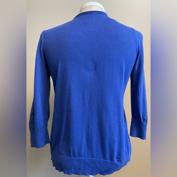 Gap royal blue button up 100% Cotton vneck 3/4 sleeve cardigan womens size Small - Picture 5 of 10